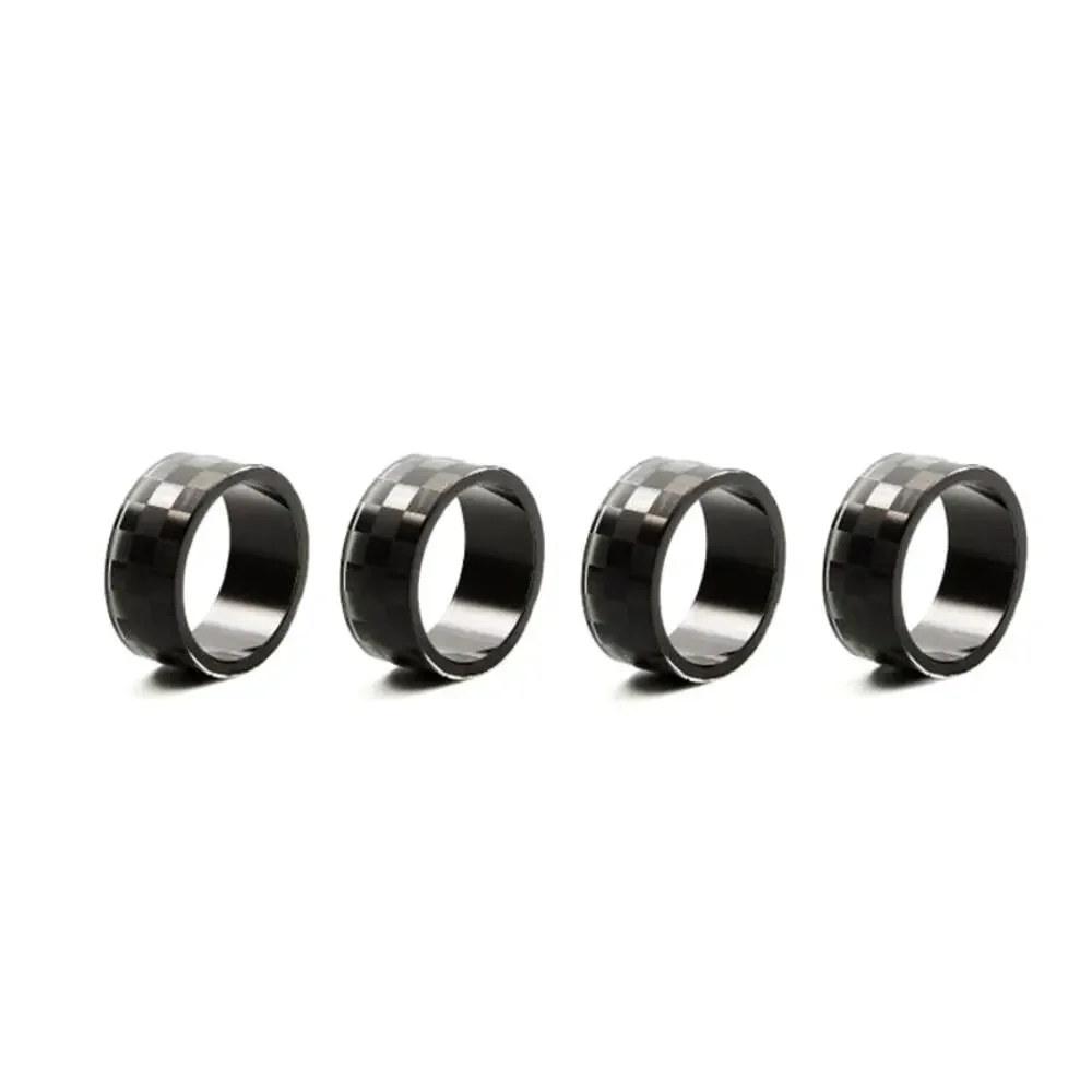 NEW Mackenzie-Childs Black Check Glass Napkin Rings, Set of 4
